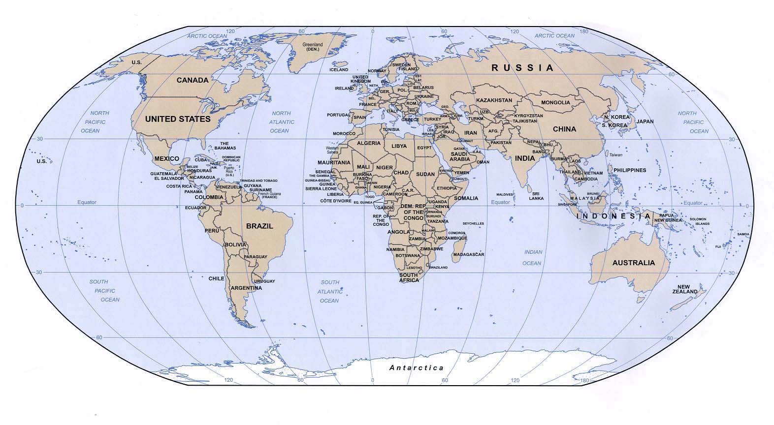 world map with equator and prime meridian